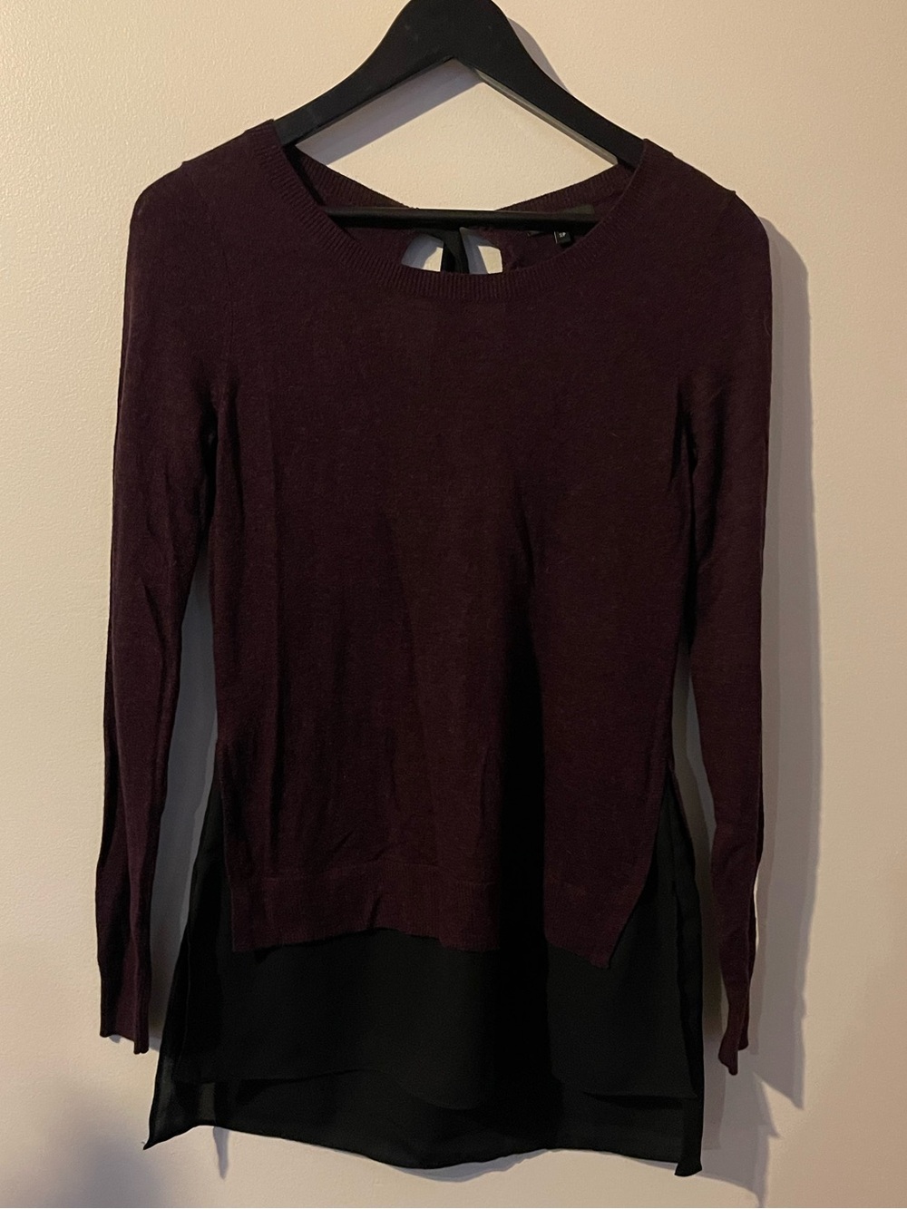 RW&CO Purple Black Mixed Media Knit Sweater Tunic S